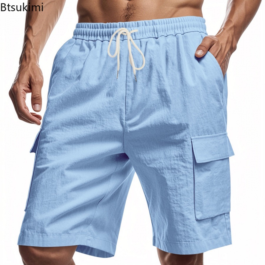 New 2025 Men's Cargo Shorts Su - огляд і ціна Short Linen Drawstring