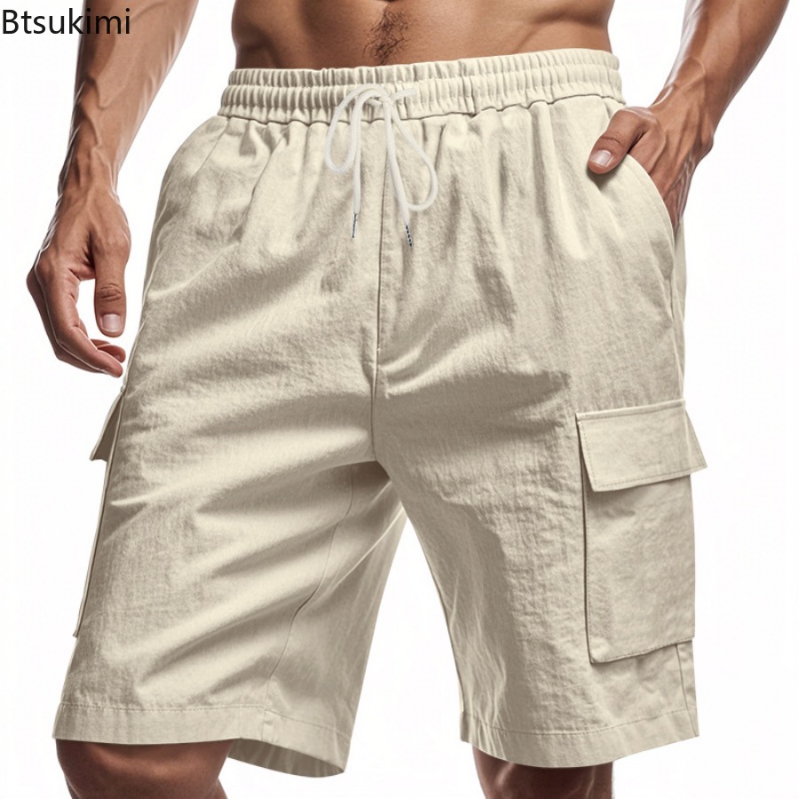 New 2025 Men's Cargo Shorts Su - огляд і ціна Short Linen Drawstring