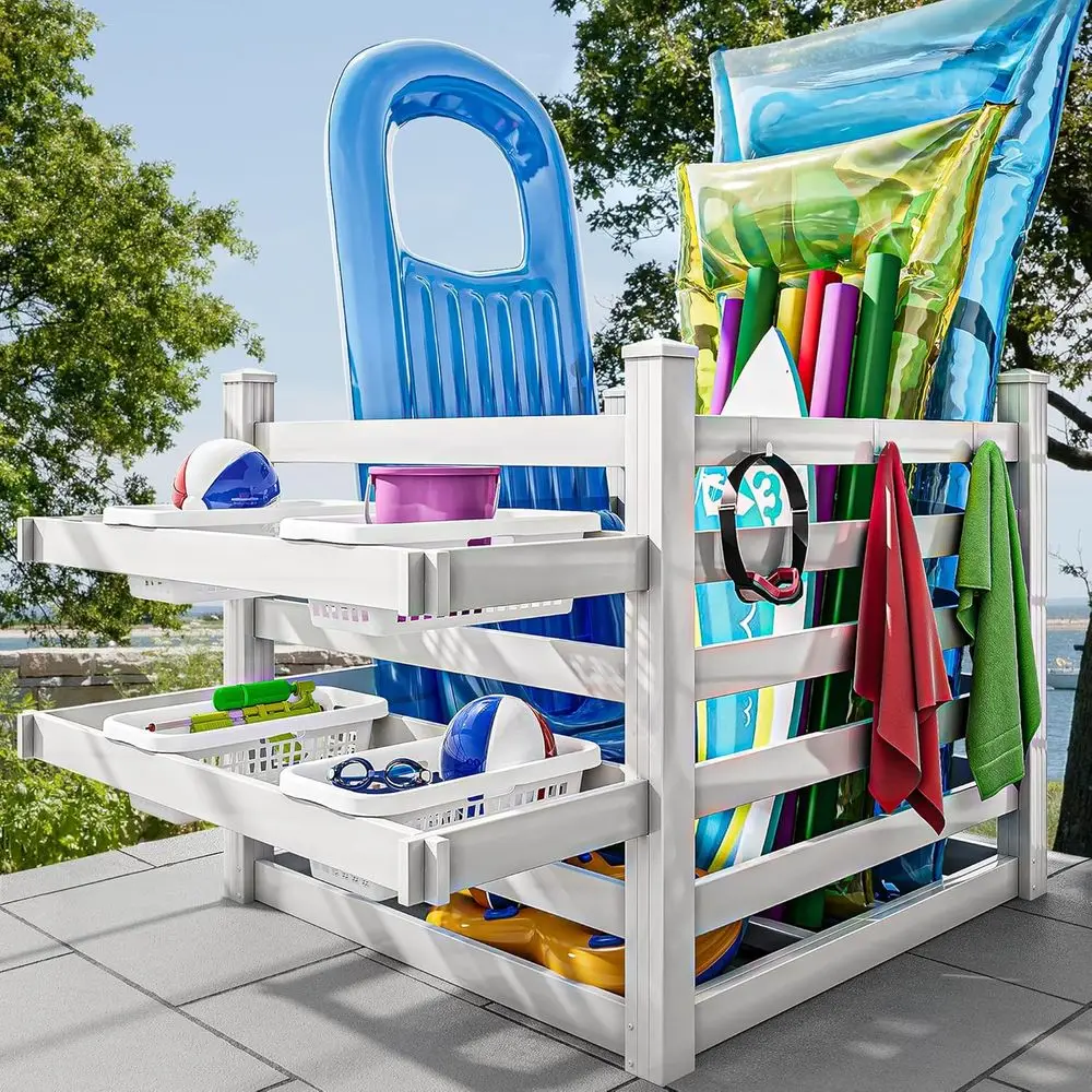 Pool Storage Bin with Towel Ra - огляд і ціна Beach Towel Large