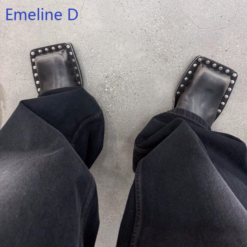 Unisex Square Toe Mule Slides  - огляд і ціна Flip Flop Leather Men